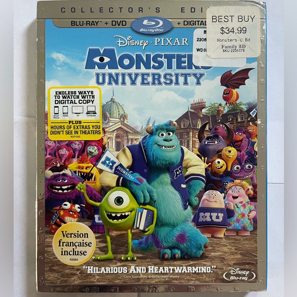 Monsters University, Collectors Edition (Blu-ray, 2013) With Slip-cover